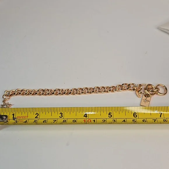 Ettika Starry Charms Gold Chain Bracelet with Star Charm Rhinestones Adjustable - Picture 9 of 11